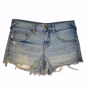 Free People Light Wash Distressed Shorts
